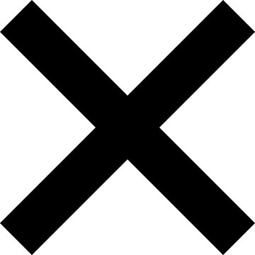 Black cross symbol illustration, representing a negative choice or cancellation, on a clean white background. A stark, simple graphic for rejection or closure