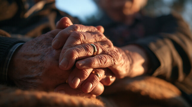 Elderly Hand Holding Parent's Finger
