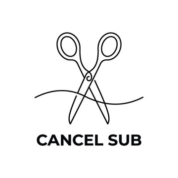Scissors cutting a line a black line art illustration on a white background shears snipping line thread rope cord black and white
