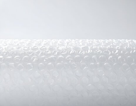 Close-up of clear bubble wrap packaging material with air filled plastic bubbles