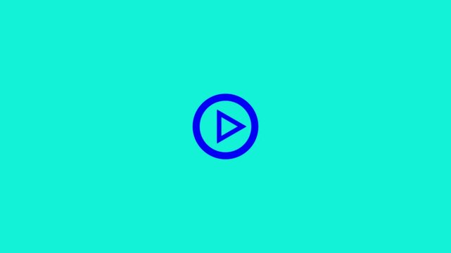 Minimalist white video play button icon on a black background.4k