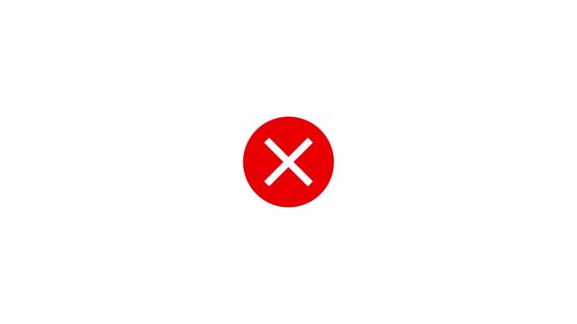 White cross mark icon on red circle background, symbol for failure, wrong and error sign for verification.