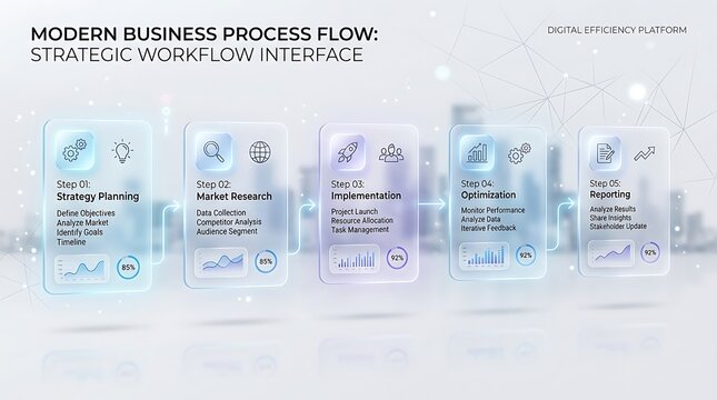 Modern business process flow and strategic workflow interface