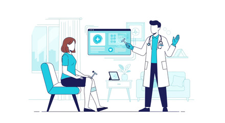 Fototapeta premium Online Medical Consultation Depicting Physician Explaining Diagnostic Results to Patient