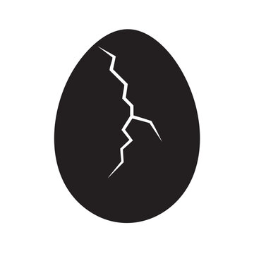 Cracked Egg Silhouette Black Vector Icon Broken Egg Shell Design