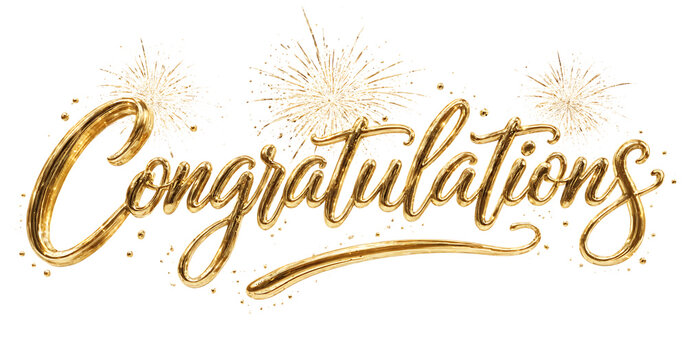Elegant Golden Congratulations Text Design With Sparkle Effects For Celebration transparent background