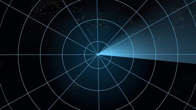 Animated glowing neon radar icon with rotating scan line and circular grid. radar icon conceptual location searching background 4k 
