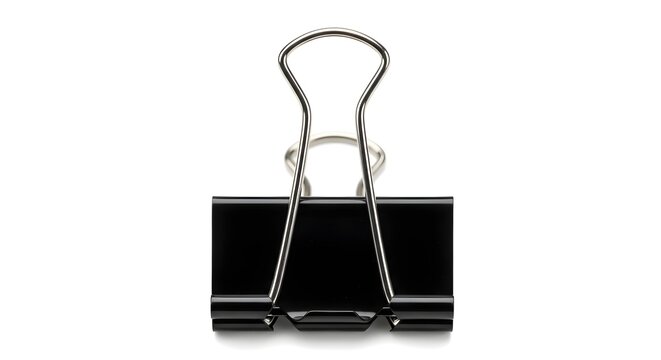 Black Metal Binder Clip Isolated on White Background