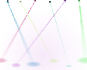 Obraz premium Colorful light beams shining down creating bright circular spots on a floor representing a stage performance or event lighting