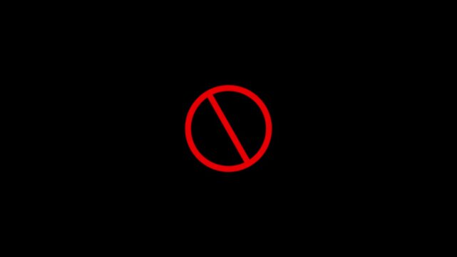 Red sign stop, cross, x, ban, cancel, prohibited icon animation on white background.4k animated.
