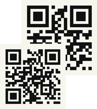 Digital QR code vector set, black and white barcode graphic elements, modern scanning technology icons for business and marketing isolated on White Background