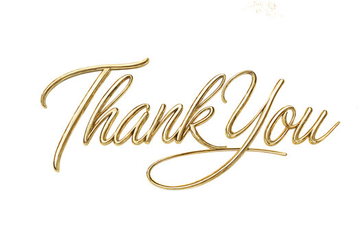 Elegant Golden Cursive Thank You Message Text Design transparent background