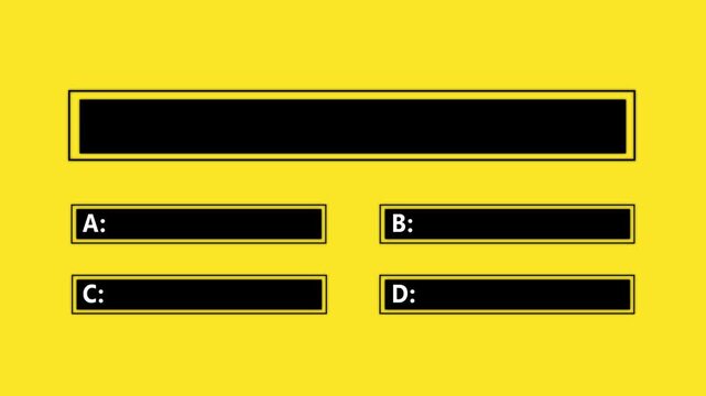 Interactive multiple choice quiz template with animated progress bar and four answer options test.
