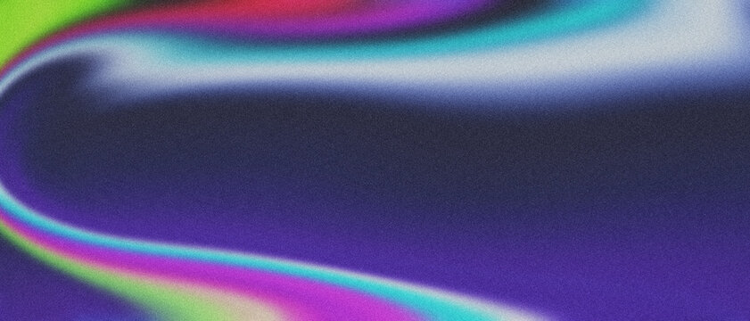 Holographic gradient background with grainy texture, iridescent liquid wave pattern, vibrant neon purple and blue abstract wallpaper for digital design