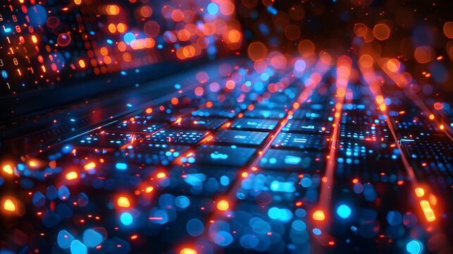 Glowing Binary Code Forming Laptop Outline AI Computing Futuristic Wallpaper 4K
