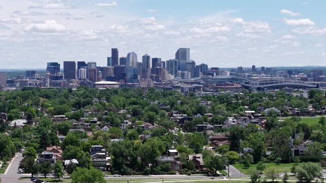 Sloan's Lake Park in Denver, Colorado, featuring the scenic lake, walking trails, and breathtaking views of the downtown Denver skyline.