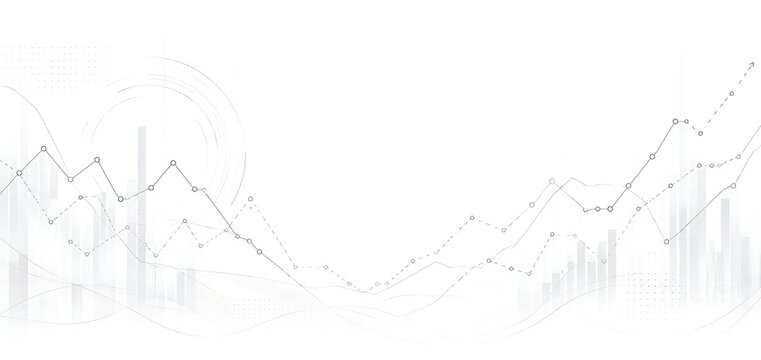 Financial Market Trend Background with Rising Line Graph and Bar Charts