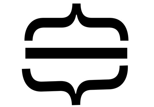 Black horizontal curly brackets icon with straight middle line isolated on white background vector symbol