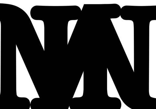 Black bold typography design featuring interlocking letter N font concept isolated on white background vector