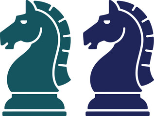 Two chess knights facing each other on a board © Sathi