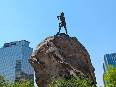 Caupolican statue rock Santiago, Chile
