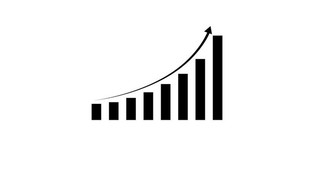 Business growth concept in graph chart animation. Infographics Business graph with rising arrow icon. Arrow up graph icon animation. Motion graphics of upward trend graph