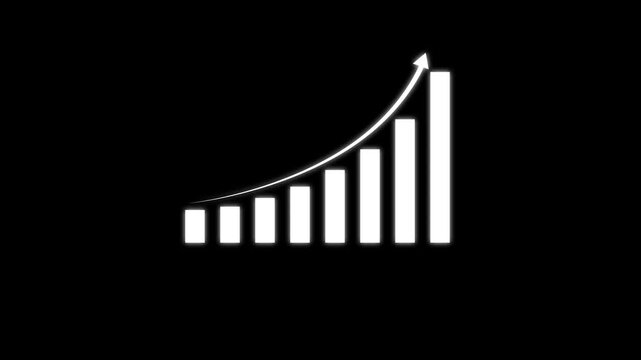 Business growth concept in graph chart animation. Infographics Business graph with rising arrow icon. Arrow up graph icon animation. Motion graphics of upward trend graph