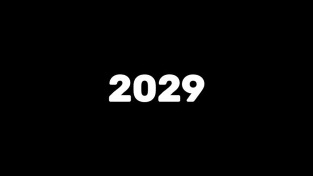 Dynamic scrolling progression timeline of 2000 to 2029 years. Scrolling 2029 year. Vertical Progression from Past to Future Evolution Time line. Motion graphics of year change concept