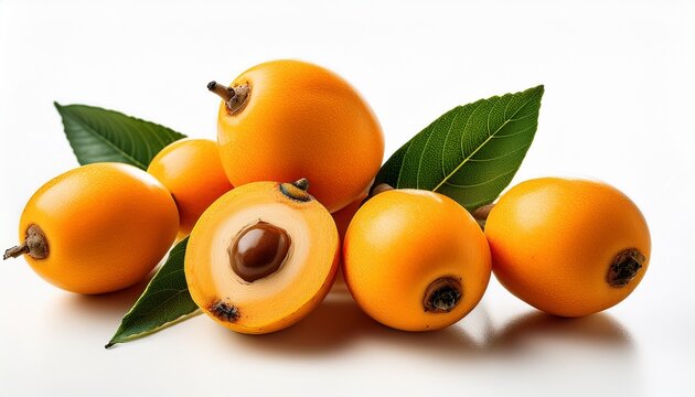 Ripe Loquat On A White Background