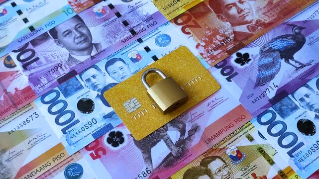 Blocking of a bank debit card, account, or bill, fraud, or bankruptcy. Blocking of a bank card as a background for your design