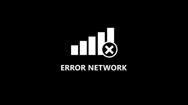 Error Network Signal Bars Icon Animation Disconnected Wireless Connection Symbol Loop Isolated on black Background Motion Graphic