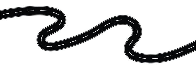 Fototapeta premium Horizontal asphalt road template. Winding road vector illustration. Seamless highway marking Isolated on background.