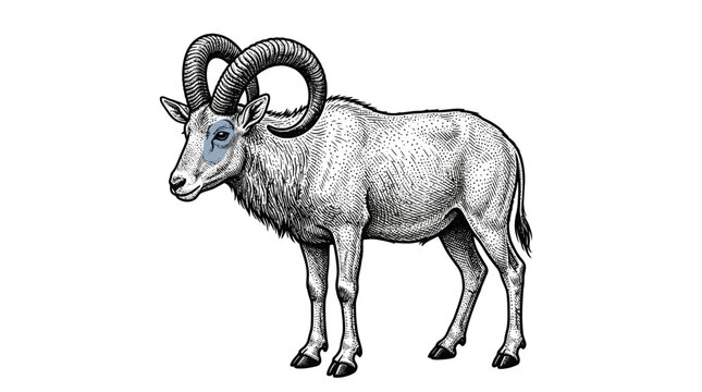 Vintage bighorn sheep ram engraving illustration