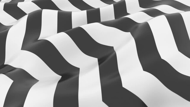 Black and white chevron fabric waving background animation