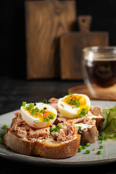 Protein Rich Breakfast with Tuna Sandwiches and Fresh Vegetables