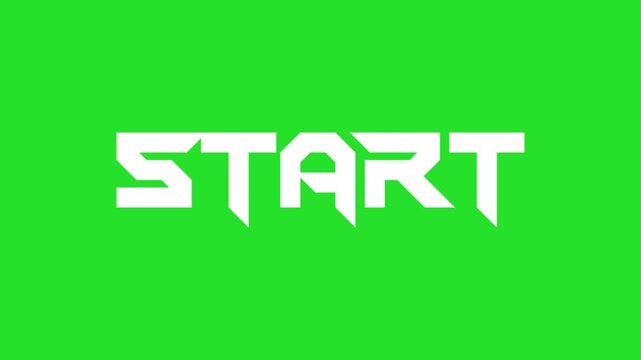 Dynamic white abstract letters forming company names AMD and START on a bright green background.