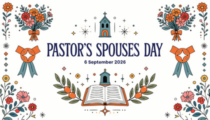Pastors spouses day greeting card design with flowers and bible © vectyx2