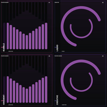 Modern purple gradient abstract data charts and ui elements