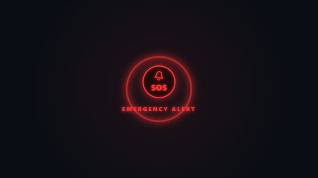 Urgent SOS emergency alert signal glowing red on dark background