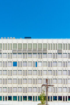 Oslo architecture facade with windows and blue sky