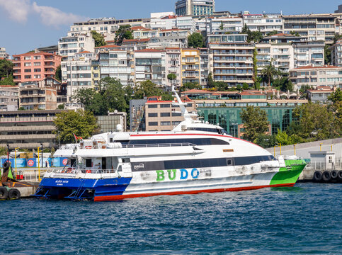 Istanbul, Turkey - July 22, 2026: BUDO Ferry in Kabatas Port. Istanbul, Turkey. Ferry from Istanbul to Bursa.