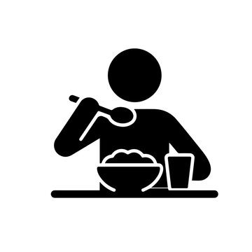 Person Eating Meal Icon &ndash; Dining, Food, Restaurant, Lunch, Breakfast Solid Black Vector