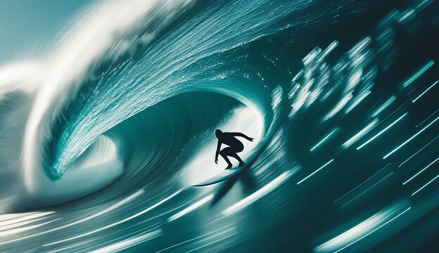 A surfer maneuvers on a wave, demonstrating agility and control while riding his surfboard in the sea.