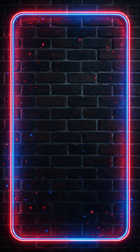 Neon Frame on Dark Brick Wall for Modern Marketing and Social Media