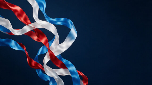 Ribbons Flowing in Red White and Blue on a Dark Background