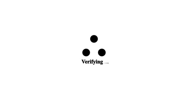 Three dots verifying status indicator line loop, minimalist application security authentication symbol with text layout, isolated fronted graphic asset on white background 4k.