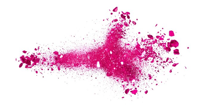 An isolated burst of hot pink chunky glitter against a pure white backdrop.