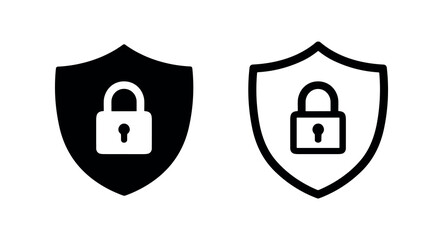 Plakat Lock security icon - shield with padlock, solid and outline
