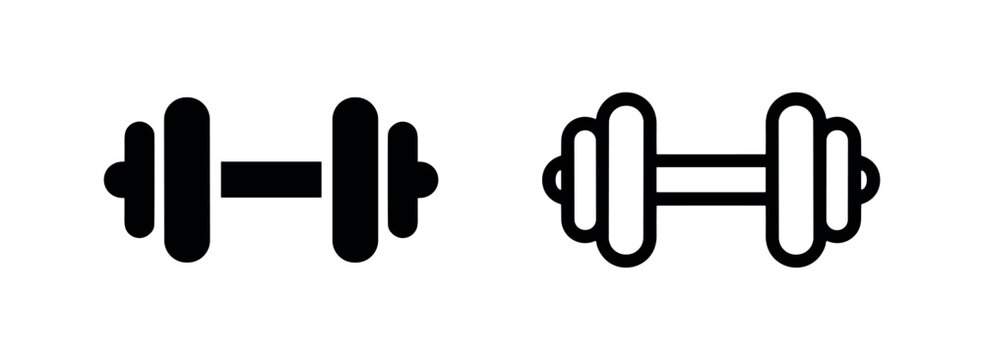 Dumbbell icon set. Fitness and workout symbol for gym and exercise.