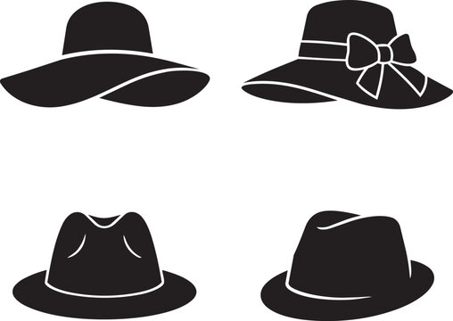 hat icons collection fedora sun hat and fashion headwear vector illustration 